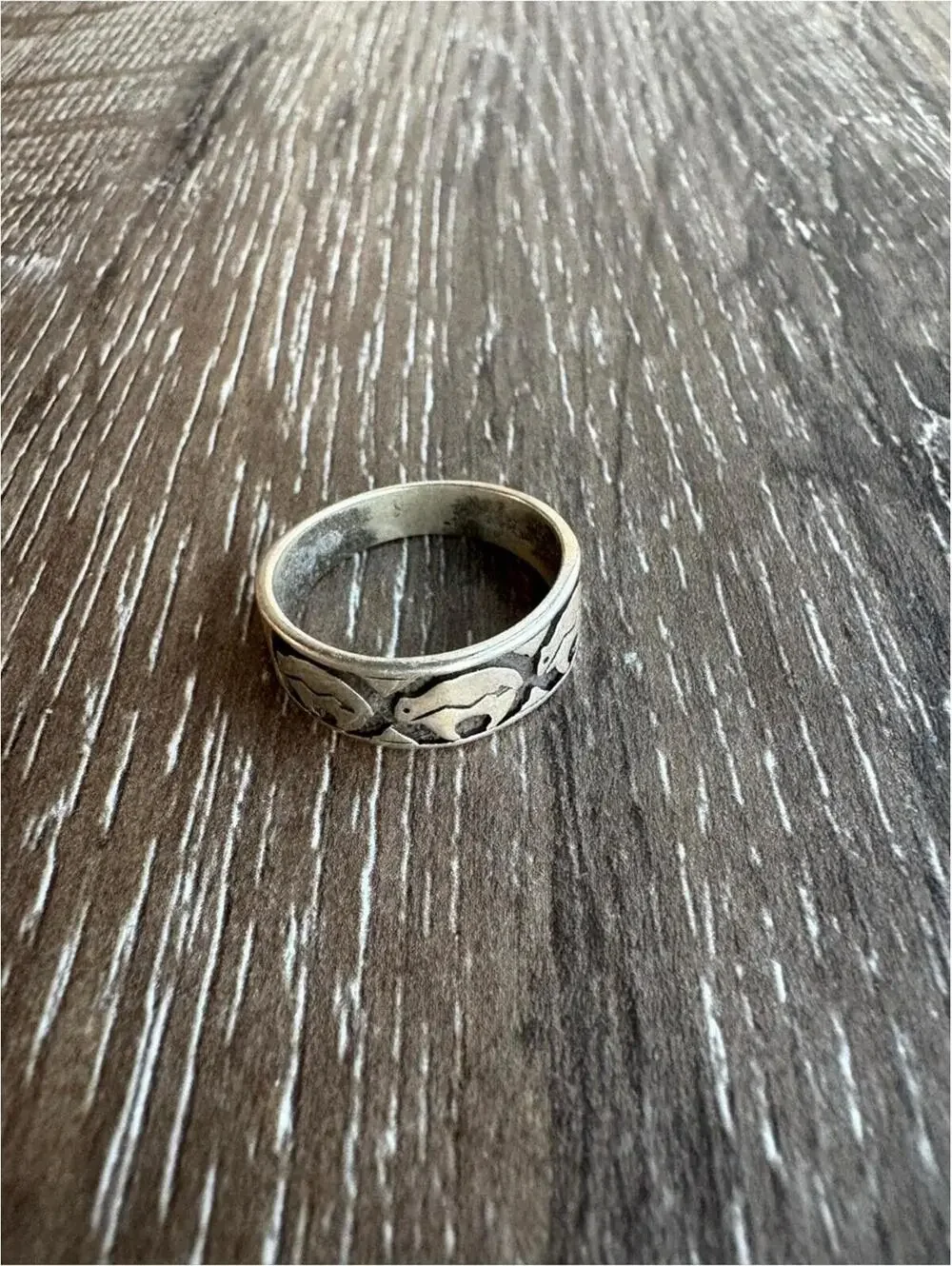 Sterling Silver Floral Bear Tribal Southwest  Band Ring - Size 9.5